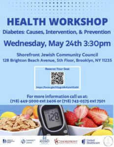 Shorefront JCC Health Workshop flyer