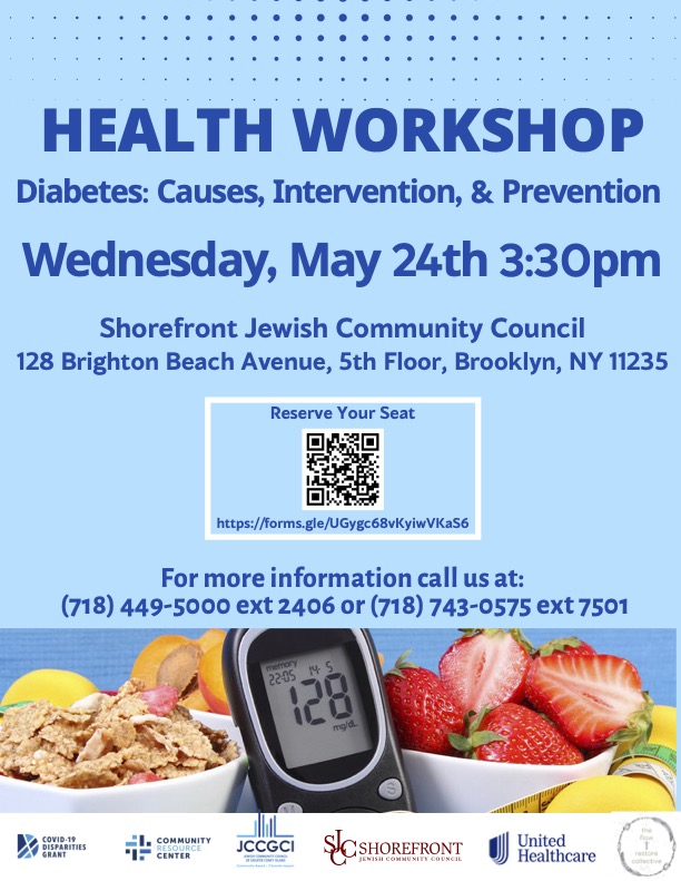 Shorefront JCC Health Workshop flyer